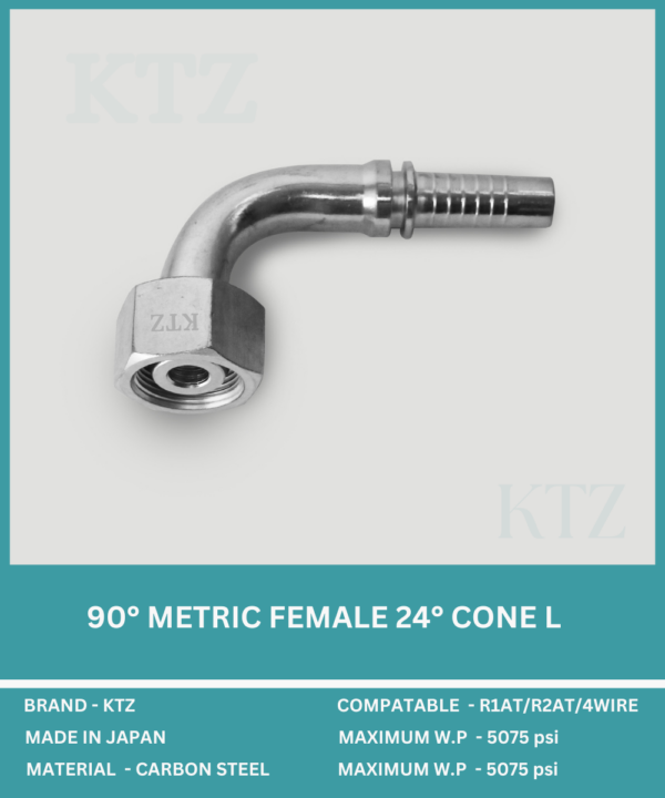 90° METRIC FEMALE 24° CONE L KTZ